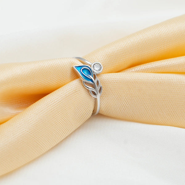 925 Silver Peacock Feather Minimal Ring