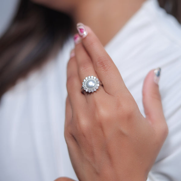 Silver Pearl Bloom Ring - tassyasilver.com