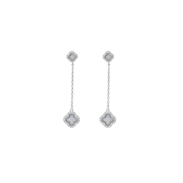 Silver Pearl Clover Earrings - tassyasilver.com