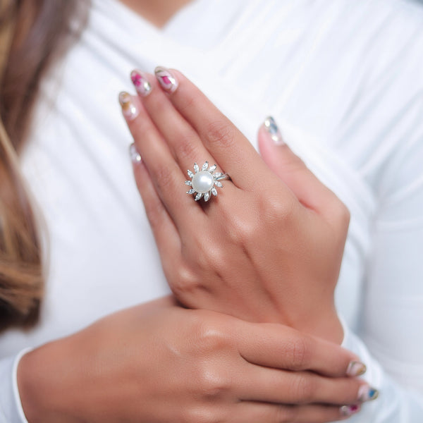 Silver Pearl Sun Ring - tassyasilver.com