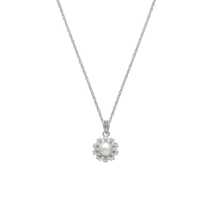 Silver Pearl Sunburst Chain Pendant - tassyasilver.com