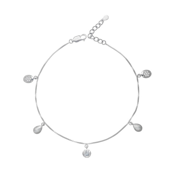 Silver Pearlescent Grace Anklet - tassyasilver.com