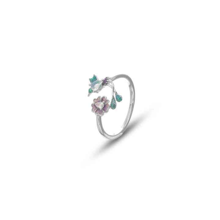 Silver Petal Hummingbird Ring - tassyasilver.com