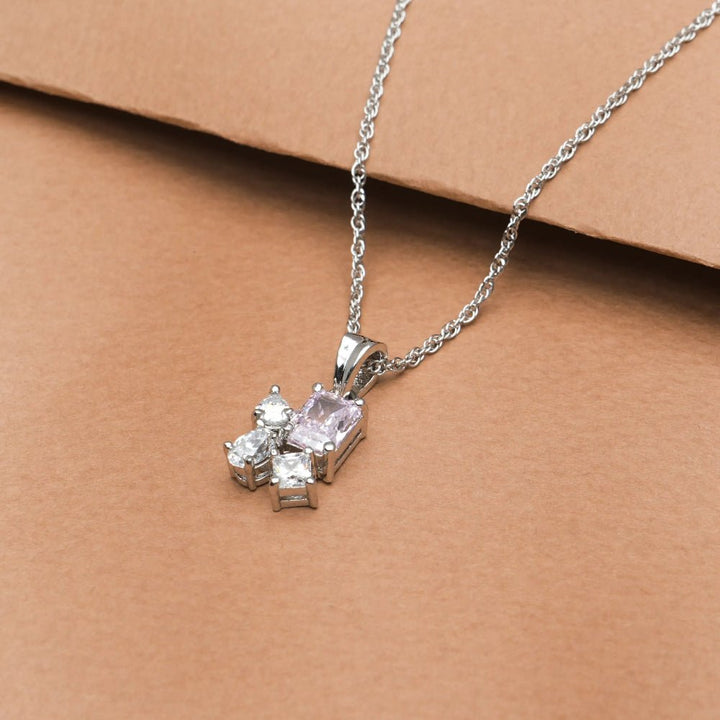 Silver Pink Blossom Chain Pendant - tassyasilver.com