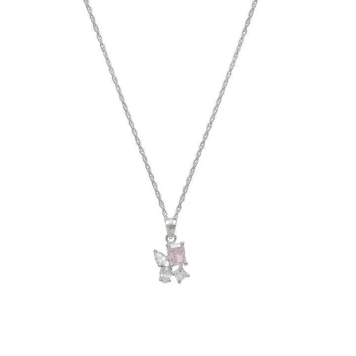 Silver Pink Blossom Chain Pendant - tassyasilver.com