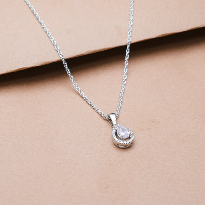 Silver Pink Blush Drop Chain Pendant - tassyasilver.com