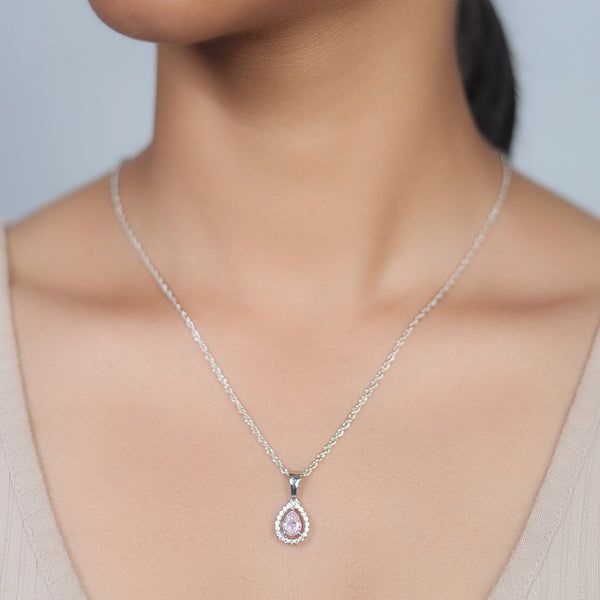 Silver Pink Blush Drop Chain Pendant - tassyasilver.com