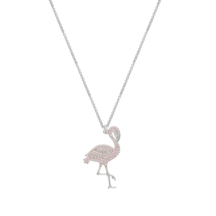 Silver Pink Blush Flamingo Chain Pendant - tassyasilver.com