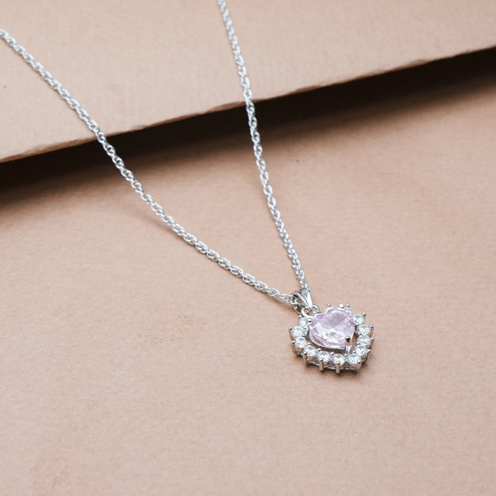 Silver Pink Celestial Heart Chain Pendant - tassyasilver.com
