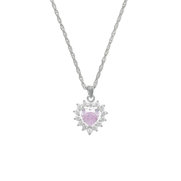 Silver Pink Celestial Heart Chain Pendant - tassyasilver.com