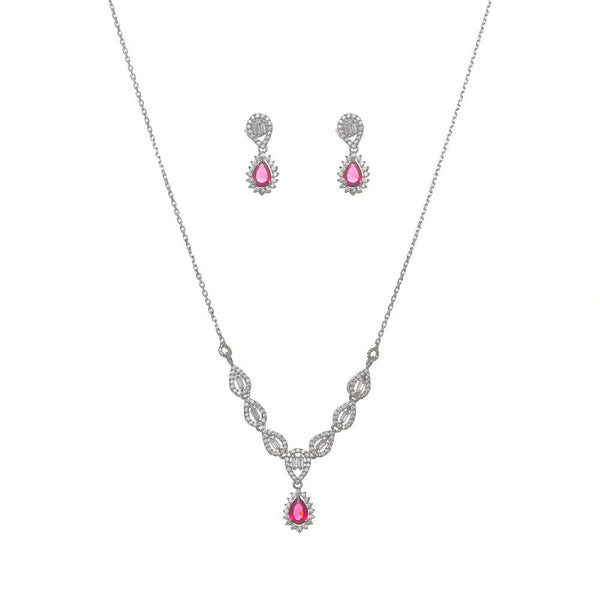 Silver Pink Charm Necklace Set - tassyasilver.com