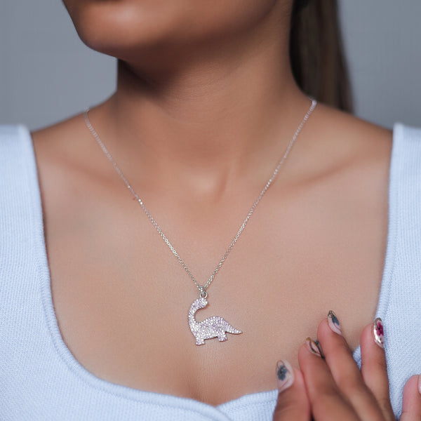 Silver Pink Dino Spark Chain Pendant - tassyasilver.com