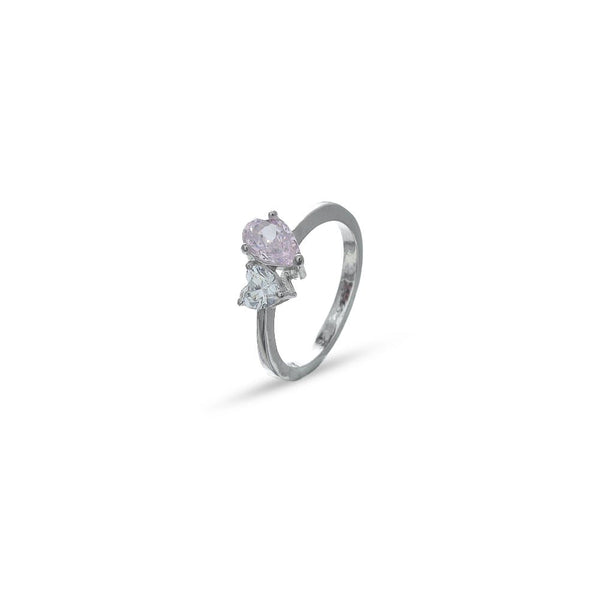 925 Silver Pink Drop Ring
