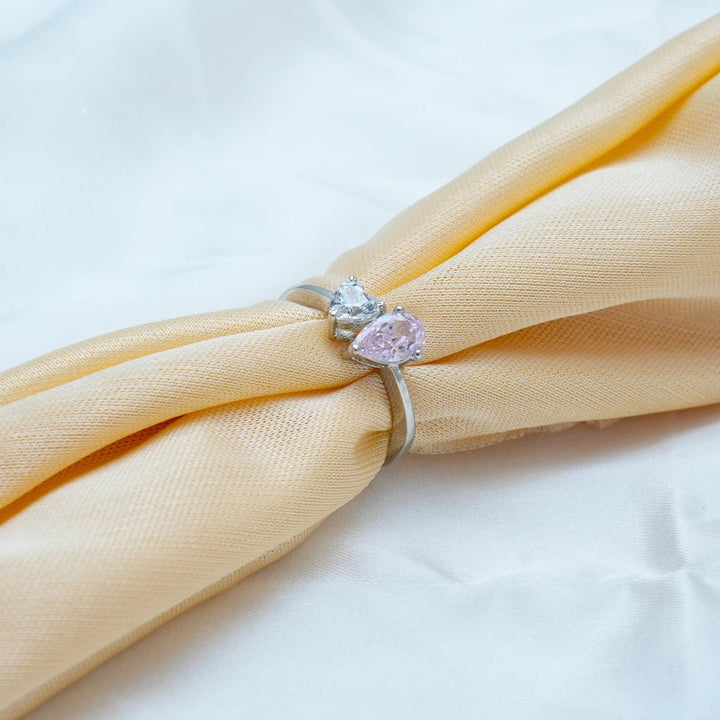 Silver Pink Drop Ring - tassyasilver.com