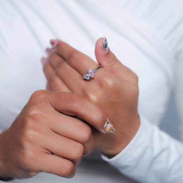 Silver Pink Drop Ring - tassyasilver.com