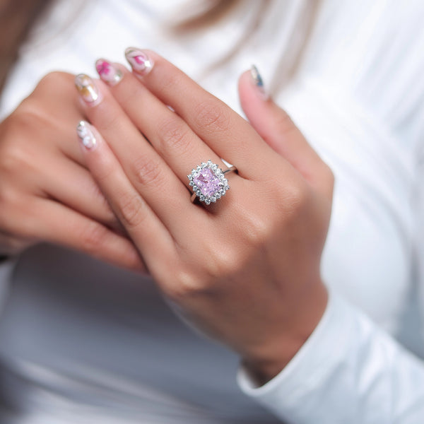 925 Silver Pink Glow Ring