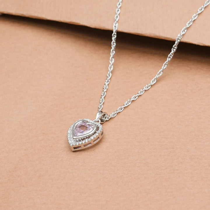 Silver Pink Heart Chain Pendant - tassyasilver.com
