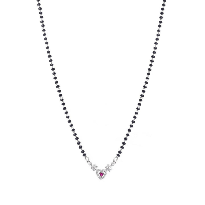 Silver Pink Heart Mangalsutra - tassyasilver.com