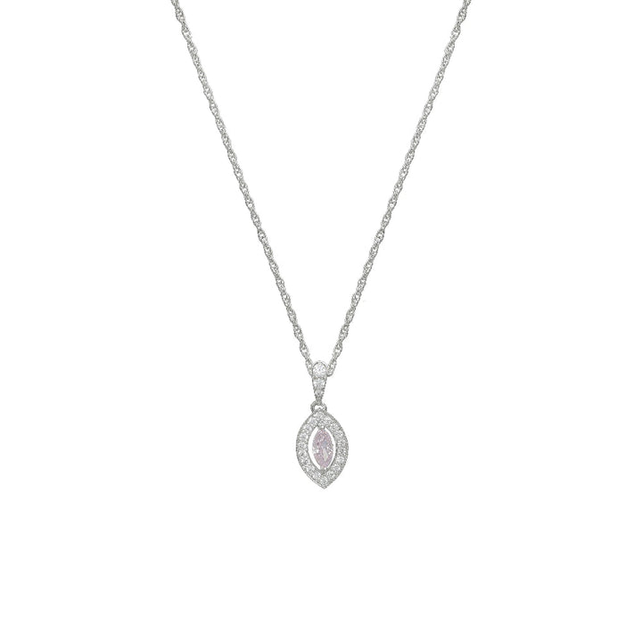 Silver Pink Marquise Drop Chain Pendant - tassyasilver.com