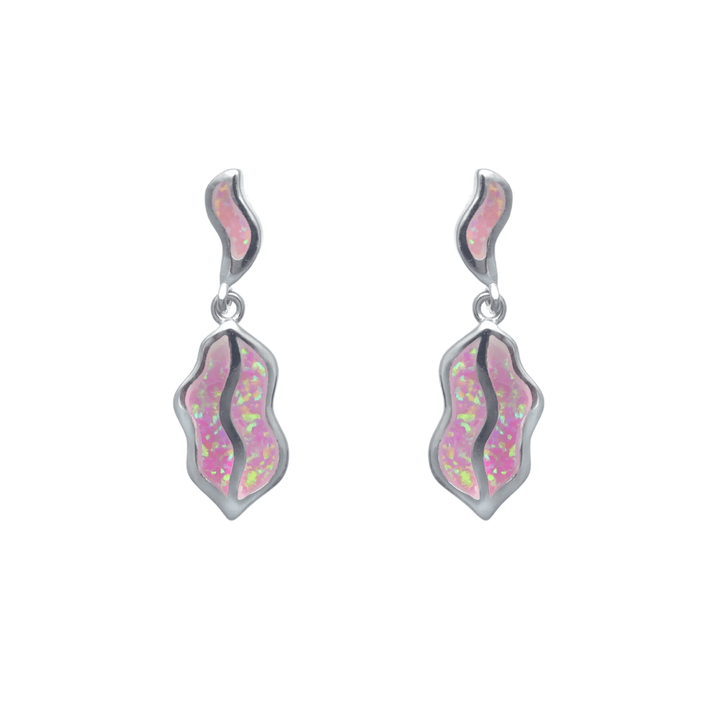 Silver Pink Opal Drop Earrings - tassyasilver.com