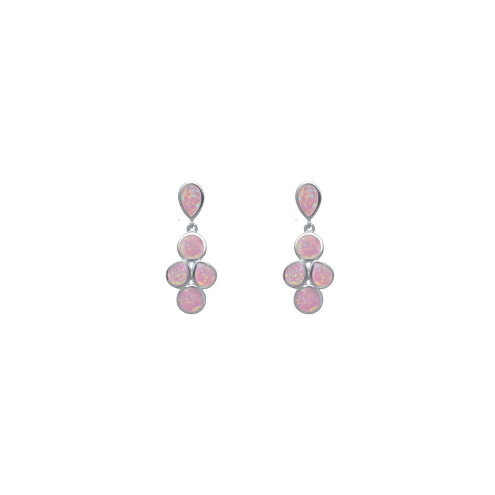 Silver Pink Pear & Round Opal Earrings - tassyasilver.com