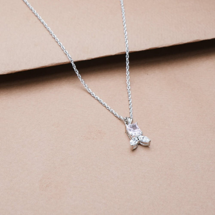 Silver Pink Petal Kiss Chain Pendant - tassyasilver.com