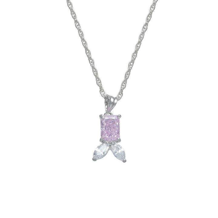 Silver Pink Petal Kiss Chain Pendant - tassyasilver.com