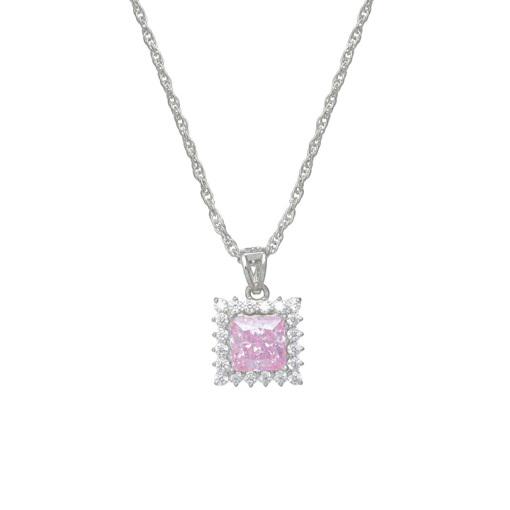Silver Pink Radiant Charm Chain pendant - tassyasilver.com