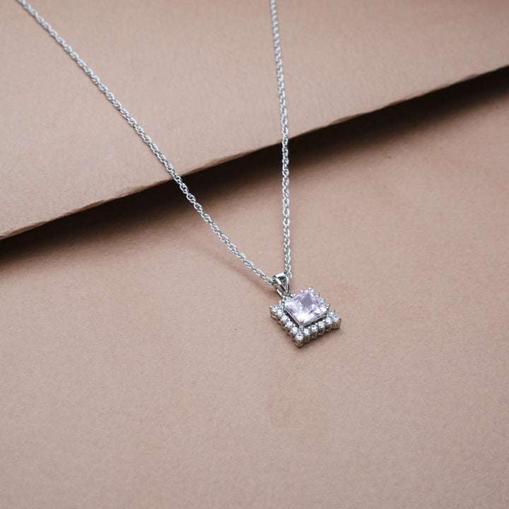 Silver Pink Radiant Charm Chain pendant - tassyasilver.com