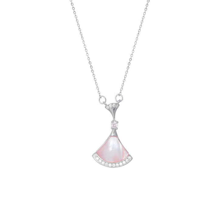 Silver Pink Shell Fan Chain Pendant - tassyasilver.com