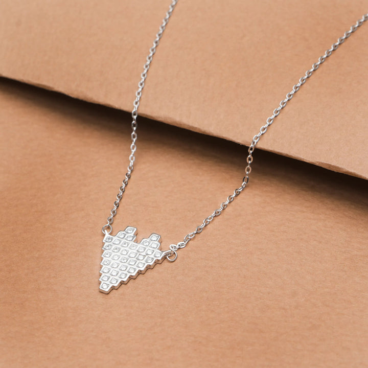 Silver Pixel Heart Chain Pendant - tassyasilver.com