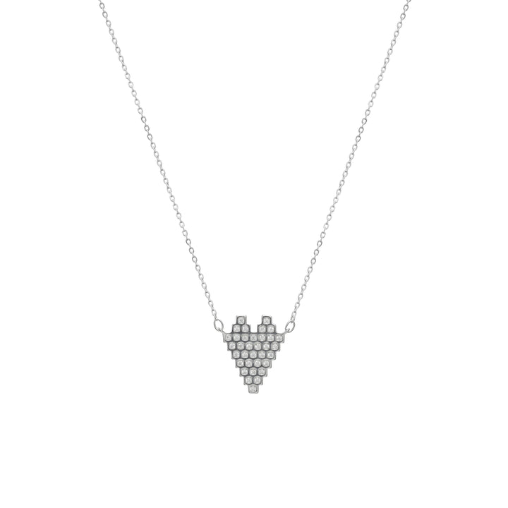Silver Pixel Heart Chain Pendant - tassyasilver.com