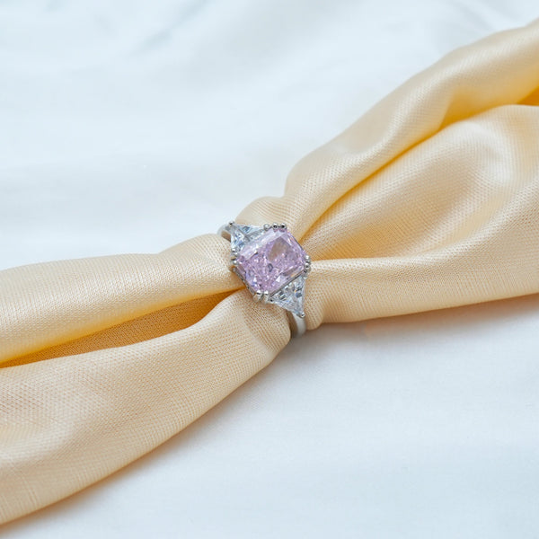 925 Silver Princess Pink Ring