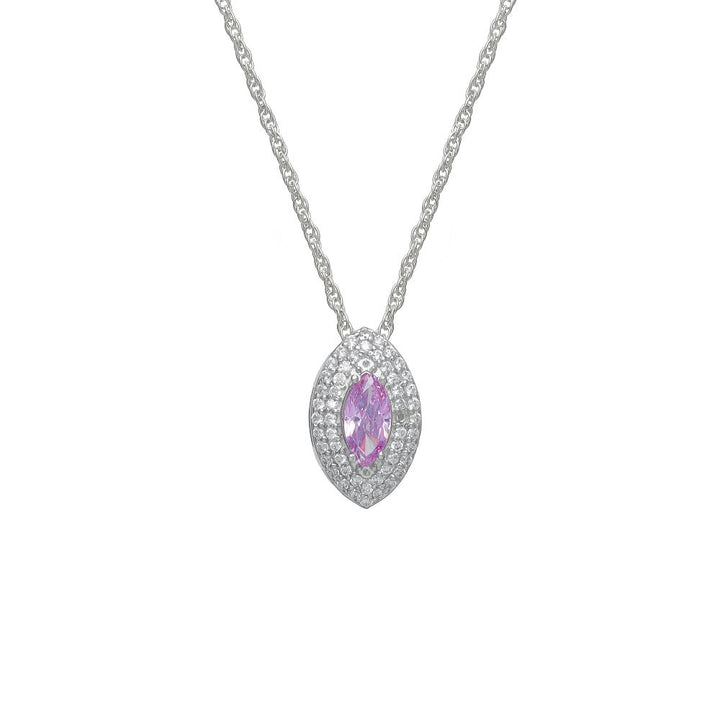 Silver Purple Marquise Halo Chain Pendant - tassyasilver.com