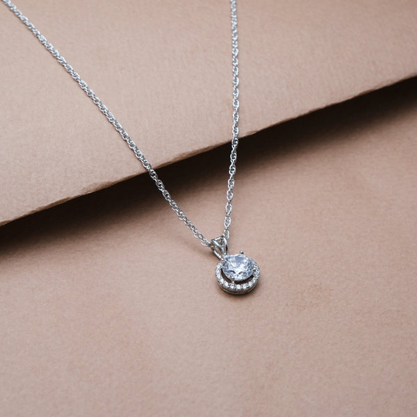 925 Silver Radiant Halo Pendant