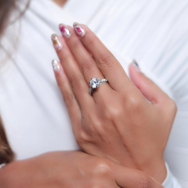 Silver Radiant Solitaire Ring - tassyasilver.com
