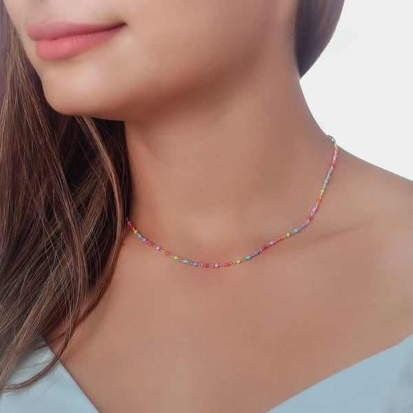 925 silver rainbow bead chain pendant – Tassya Silver