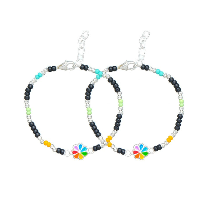 Silver Rainbow Flower Baby Bracelet - tassyasilver.com