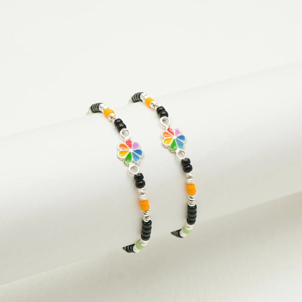 Silver Rainbow Flower Baby Bracelet - tassyasilver.com