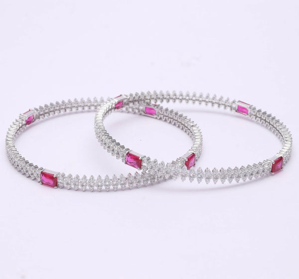 Tassya Silver Regal Ruby Bangles for women