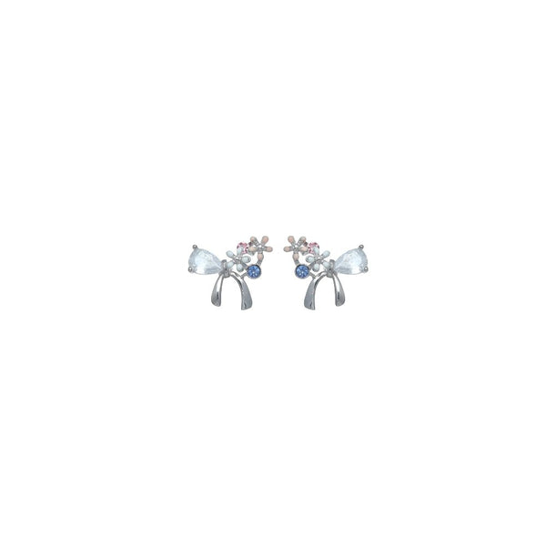 Tassya Silver Ribbon Bloom Earrings for women