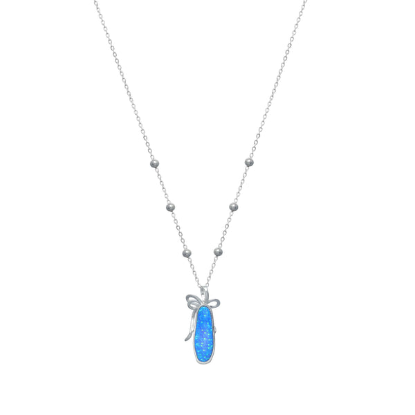 Silver Ribbon Opal Chain Pendant - tassyasilver.com