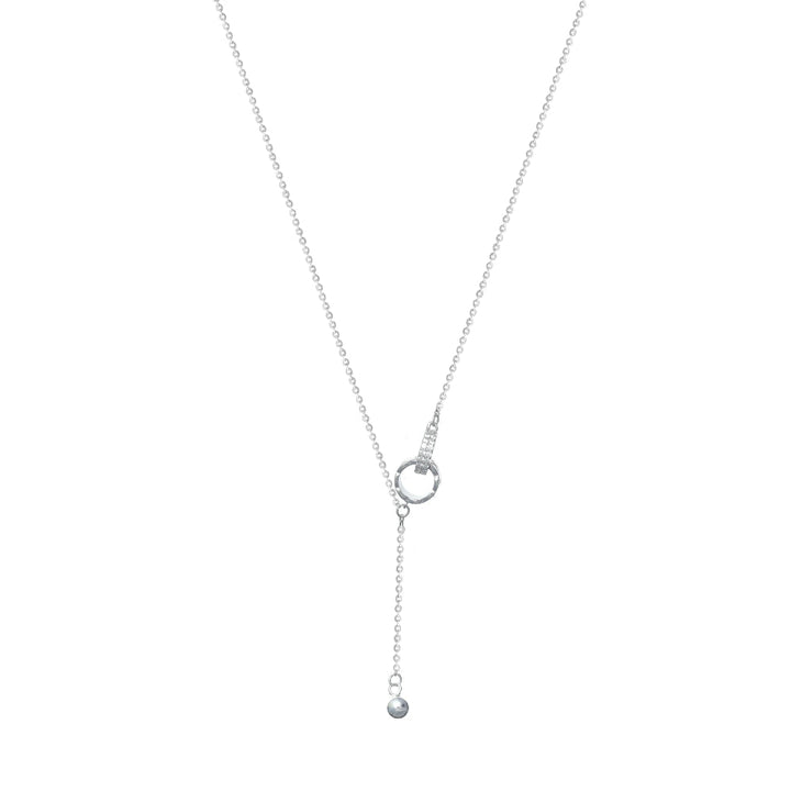 Tassya Silver Ring & Bar Lariat Chain Pendant for women