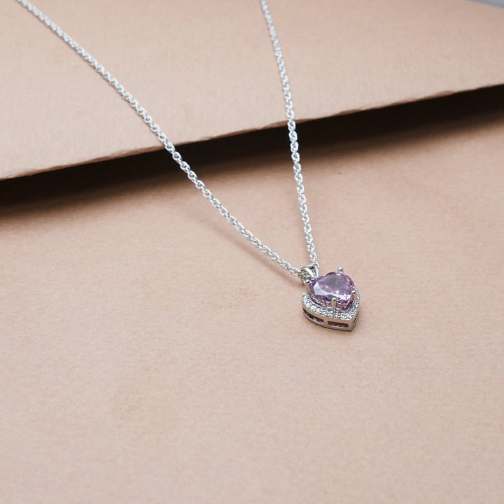 Silver Rosé Heart Glow Chain Pendant - tassyasilver.com