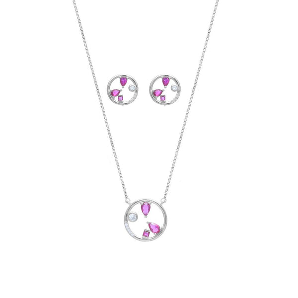 Tassya Silver Rosé Orbit chain pendant top in 925 sterling silver