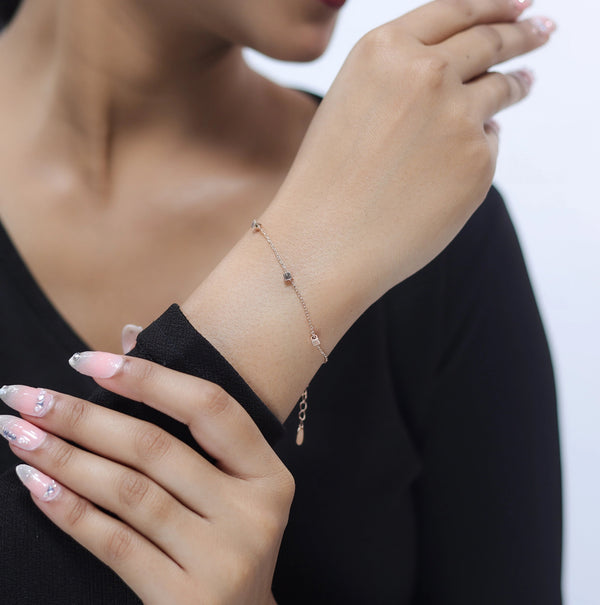 Silver Rosegold Cubist Chic Bracelet - tassyasilver.com