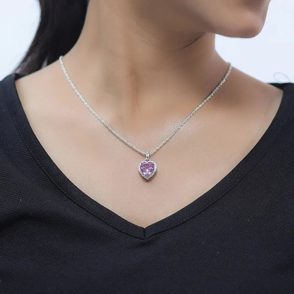 Silver Rosy Heart Chain Pendant - tassyasilver.com