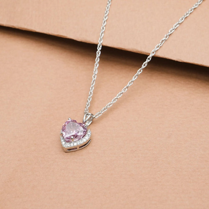 Silver Rosy Heart Chain Pendant - tassyasilver.com
