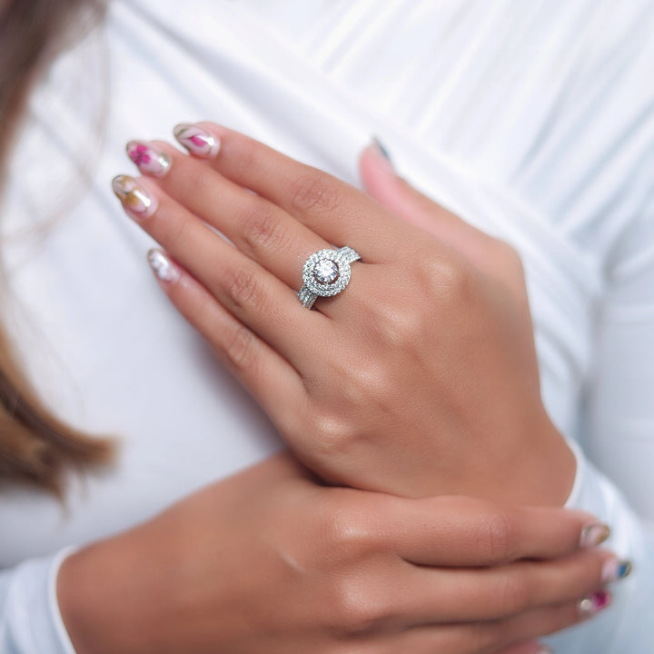 Silver round diamond Sparkle Ring - tassyasilver.com