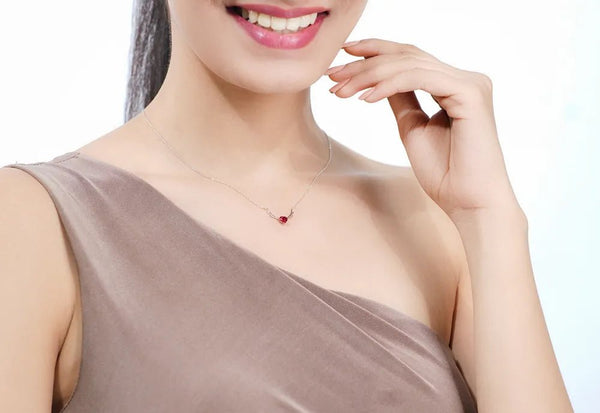925 Silver Ruby Antler Heart Chain Pendant